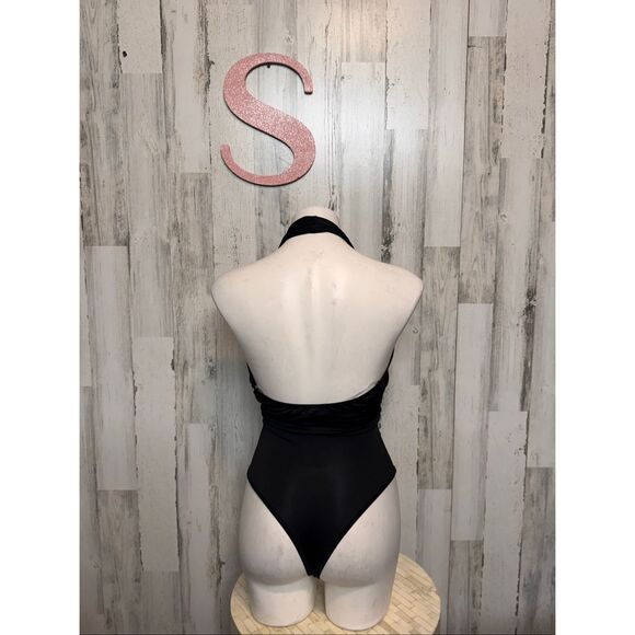 Windsor Black Halter Cutout One-Piece bodysuit Women’s Size Small - Picture 3 of 6